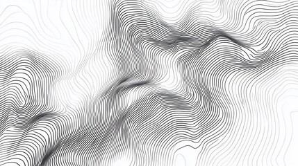 Abstract topographical lines create dynamic, flowing patterns with subtle gray gradients