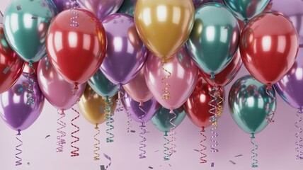 Vibrant balloons floating festive celebration party atmosphere bright colorful decorations