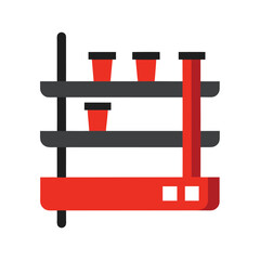 Red and gray laboratory rack with test tubes science