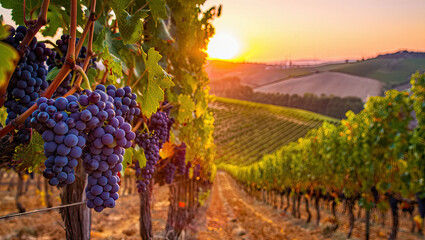 A romantic autumn scene in a city park during golden hour. A couple walks hand in hand beneath an archway of orange and red trees, leaves gently falling around them. The light of the setting sun glows