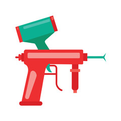 Red and green paint sprayer gun tool