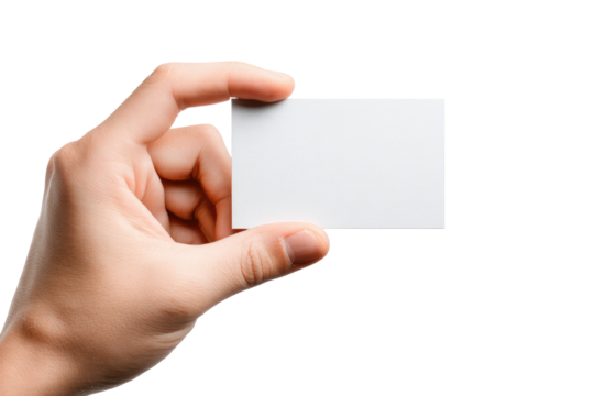 Close-up hand holding blank white business card