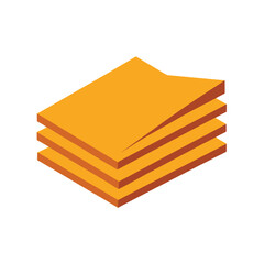 Stack of orange papers on white background sheets document