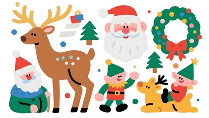 Obraz premium Christmas characters and decorations