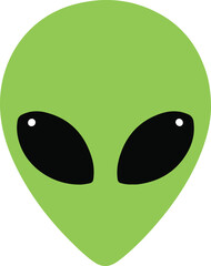 Green extraterrestrial alien head face, minimalist flat design vector illustration