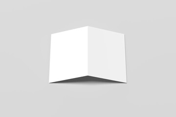 Realistic Bi-fold Brochure or invitation Mock-up isolated on Gray Background. 3D illustration.