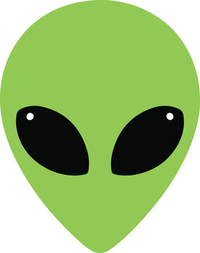 Green extraterrestrial alien head face, minimalist flat design vector illustration