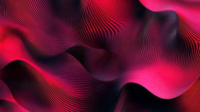 Abstract, flowing, vibrant red and black waves with intricate line patterns