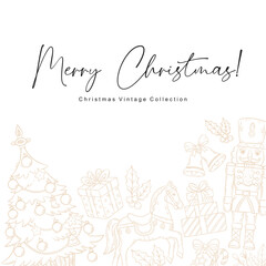 Christmas Lineart Border with christmas tree and Gifts