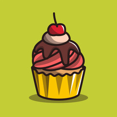 Cute Cupcake Vector Illustration for Dessert, Bakery, and Food Design Projects