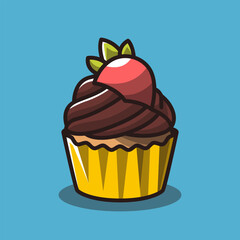 Cute Cupcake Vector Illustration for Dessert, Bakery, and Food Design Projects