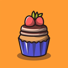 Cute Cupcake Vector Illustration for Dessert, Bakery, and Food Design Projects