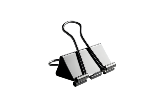 Black binder clip isolated on transparent background - Powered by Adobe