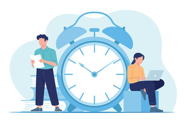 Time management concept people clock working business productivity schedule planning deadline management