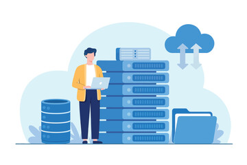 It professional managing cloud storage and data servers for business technology solutions