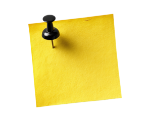 A bright yellow sticky note, pinned to a surface