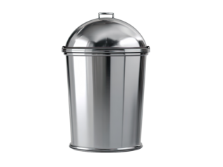 Shiny, chrome-like metal canister with a domed lid