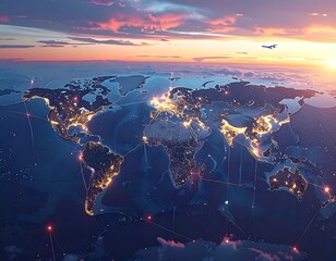 Global network at sunset