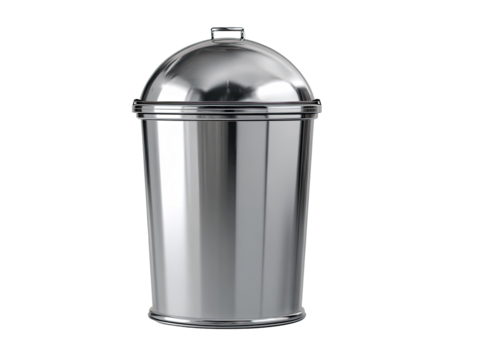 Shiny, chrome-like metal canister with a domed lid