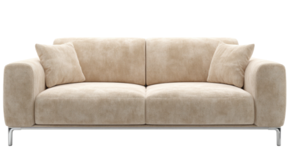 Light beige sofa with sculpted armrests