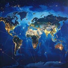 Global network map at night