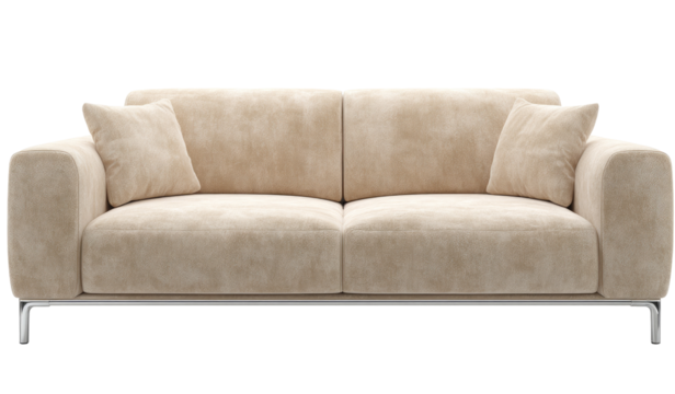 Light beige sofa with sculpted armrests