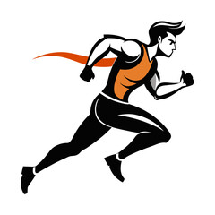 Stylized Runner Silhouette in Orange and Black running