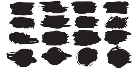 Collection of Black Brush Strokes and Grunge Elements for Design.