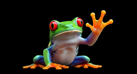 A redeyed tree frog with vibrant colors and a curious expression, showcasing the beauty of wildlife in a closeup studio shot