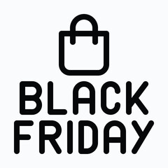 Shopping Bag with Black Friday Text Representing Discount Sale and Seasonal Promotion Event Isolated Lineal Style Vector Icon