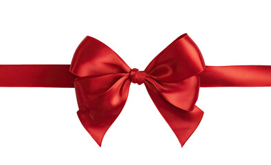 A vibrant red satin ribbon bow, centered on a black background