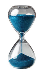 Hourglass with flowing blue sand