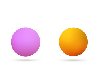 Two matte spheres: bright purple and orange-yellow on a white background. Eps 10