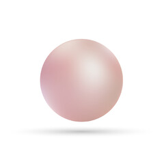 Tender pink pearl with a soft highlight and shadow on a white background. Eps 10