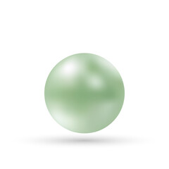 Single light green pearl with a soft glossy highlight on a white background. Eps 10