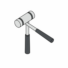 Isometric Construction Mallet Tool Steel and Plastic Handle Single Object