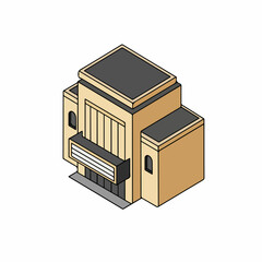 Isometric Simple Building Structure Architecture Theater Entertainment Venue Illustration