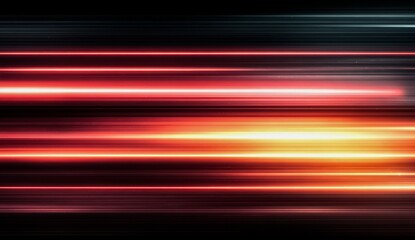 Black and red image of a line of fire with a yellow light in the middle. Concept of motion and energy