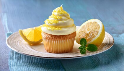 lemon cupcake with cream and lemon curd