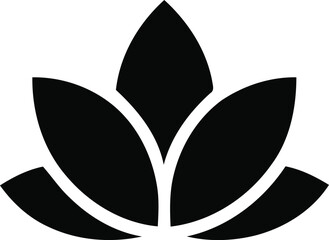 Elegant black silhouette of a stylized lotus flower symbolizing purity peace and enlightenment for wellness and spa brands