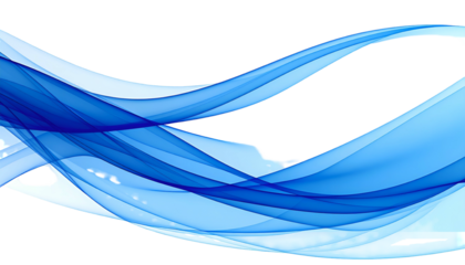 Abstract flowing blue ribbons with gradient effect against a black background