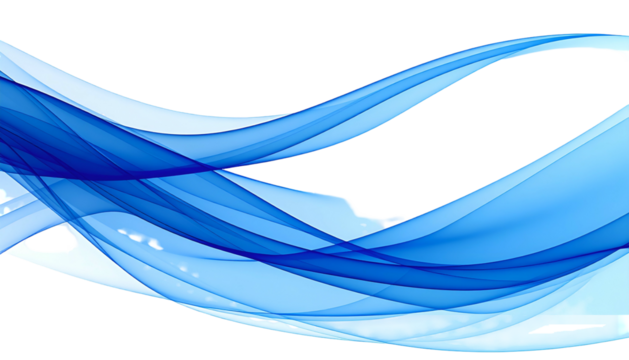 Abstract flowing blue ribbons with gradient effect against a black background