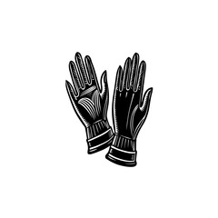 Stylized Costume Gloves Vintage Hand Protection Illustration on White