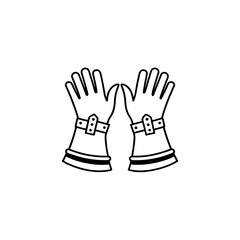 Simple Line Art Icon of Protective Gauntlet Gloves with Long Cuffs and Buckles, Ideal for Safety, Workwear, or Historical Costume Design, Isolated on a Clean White Background