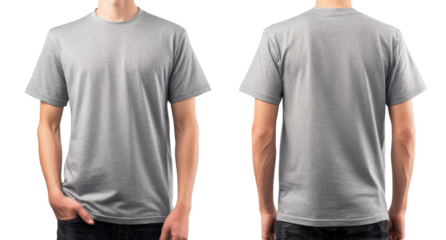 Gray t-shirt, front and back view