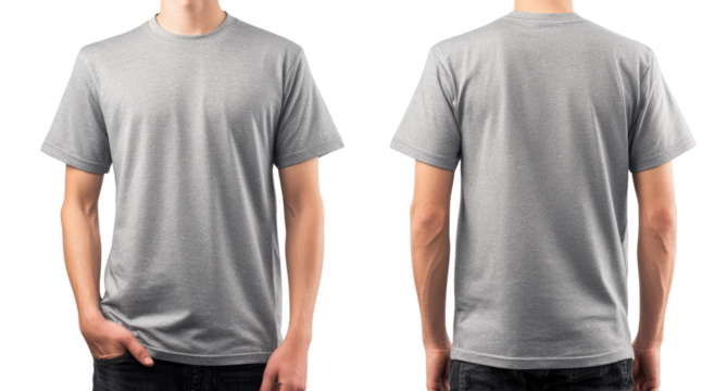 Gray t-shirt, front and back view