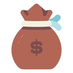 money bag with dollar symbol flat icon