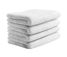 Stack of five white bath towels