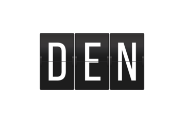 Split-Flap Airport Display Showing DEN Code for Denver International Airport, Travel and Aviation Concept