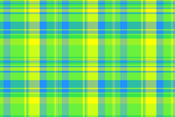 Vibrant tartan pattern with green, yellow, and blue hues. Ideal for backgrounds, textile designs, and digital art projects. Seamless texture with a modern twist.